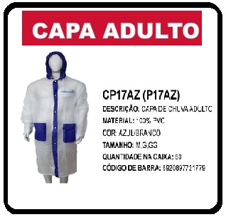 Capa De Chuva Com Capuz Transparente 100% Pvc Adulto Unissex