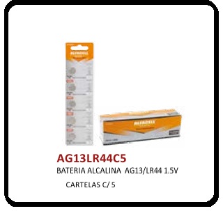 BATERIA ALFACELL ALCALINA AG13/LR44 1.5V CARTELA C/5