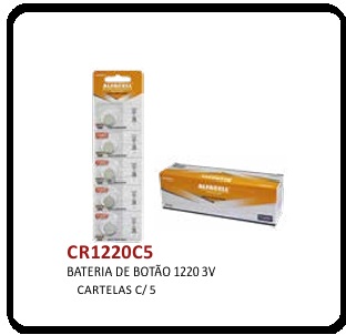 CR1220C5 BATERIA DE BOTÃO 1220, TAMANHO: 12X2MM, 3V