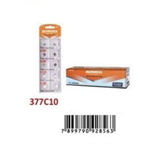 377C10 BATERIA ALFACELL ÓXIDO DE PRATA 377, 1,55V C/10 CARTELA