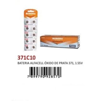 371C10 BATERIA ALFACELL ÓXIDO DE PRATA 371 , 1,55V C/10 CARTELA